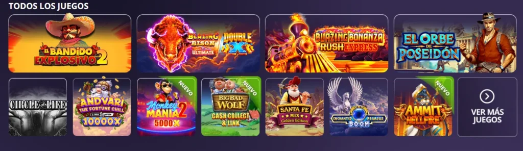 Mosaico de slots de YoCasino como 'Bison' o 'Poseidón', mostrando la gran variedad de juegos.