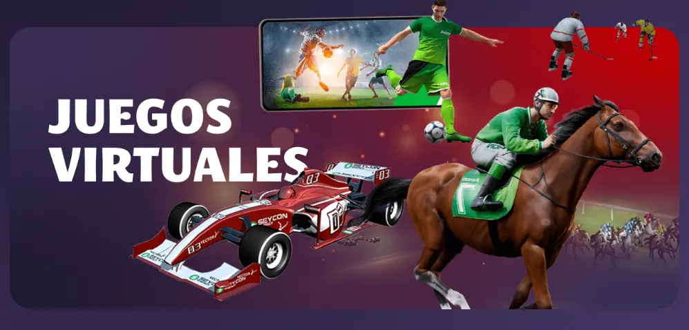La sección Juegos Virtuales con fútbol, carreras de caballos y carreras para acceder a los deportes virtuales de YoCasino.